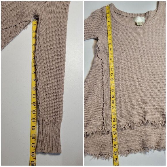 Ruby Moon Cozy Distressed Knit Sweater Taupe Women's Size Medium - Picture 8 of 9